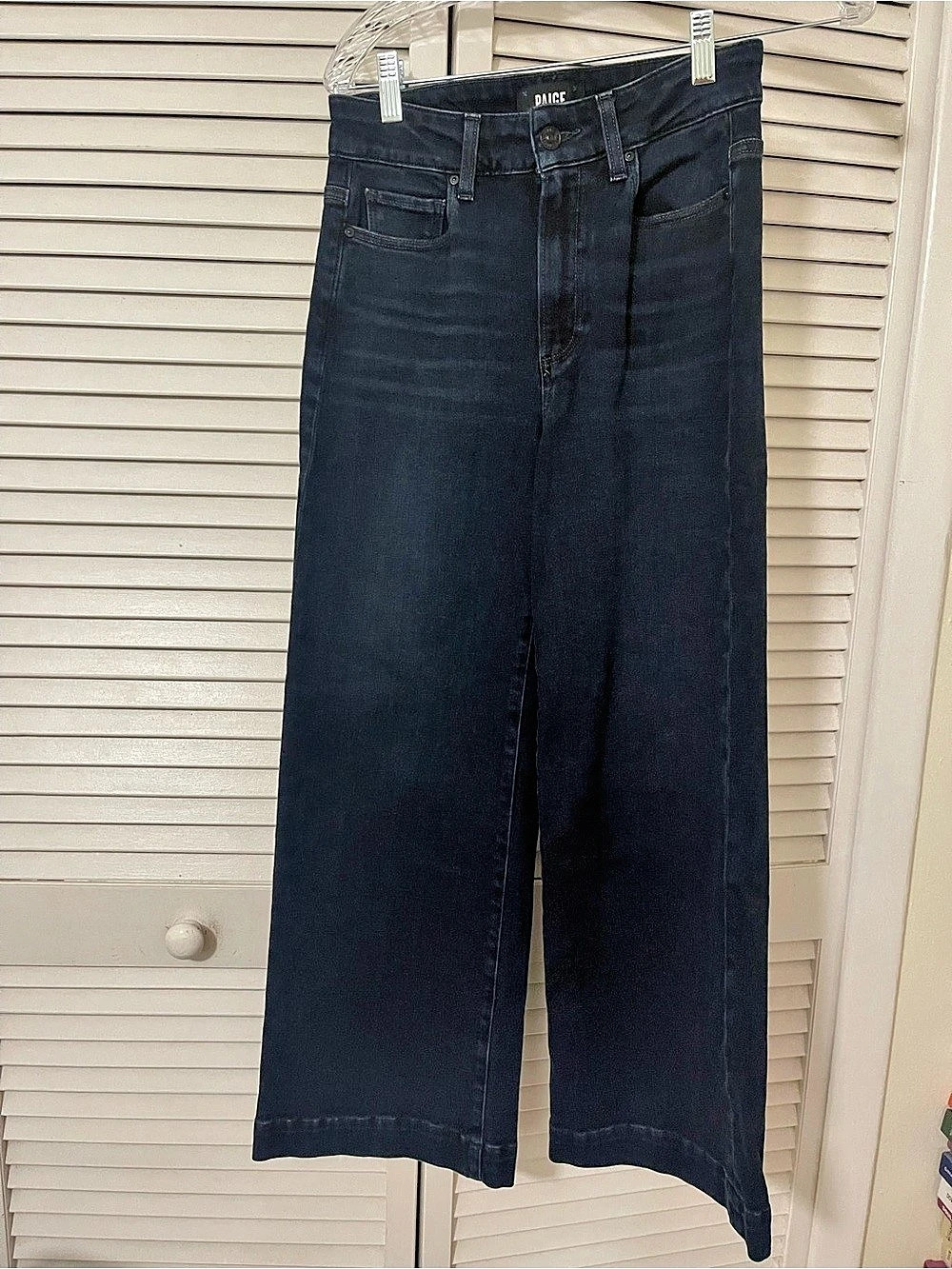 Paige Anessa High Rise Wide Leg Crop Jeans Wide Leg Jeans in Blue Waist 26 Like
